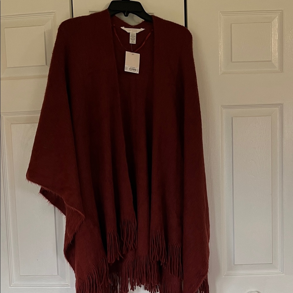 LC Lauren Conrad Women's Deep Terracotta Poncho Sweater One Size - Picture 2 of 6